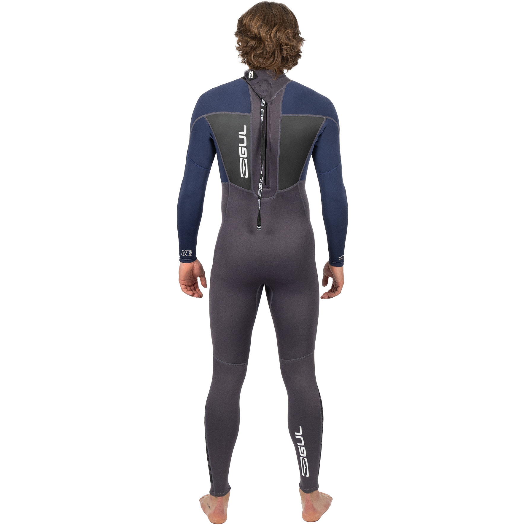 2025 Gul Mens Response 3/2mm Flatlock Back Zip Wetsuit RE1321-C1 - Grey / Navy